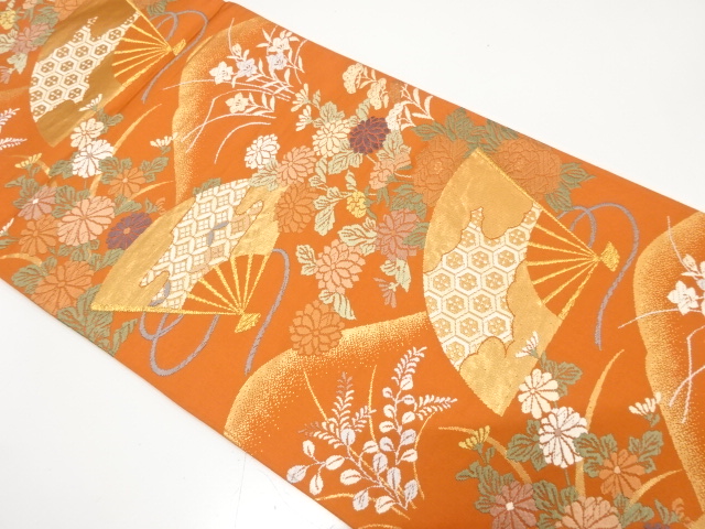 JAPANESE FUKURO OBI / WOVEN AUTUMN FLOWERS